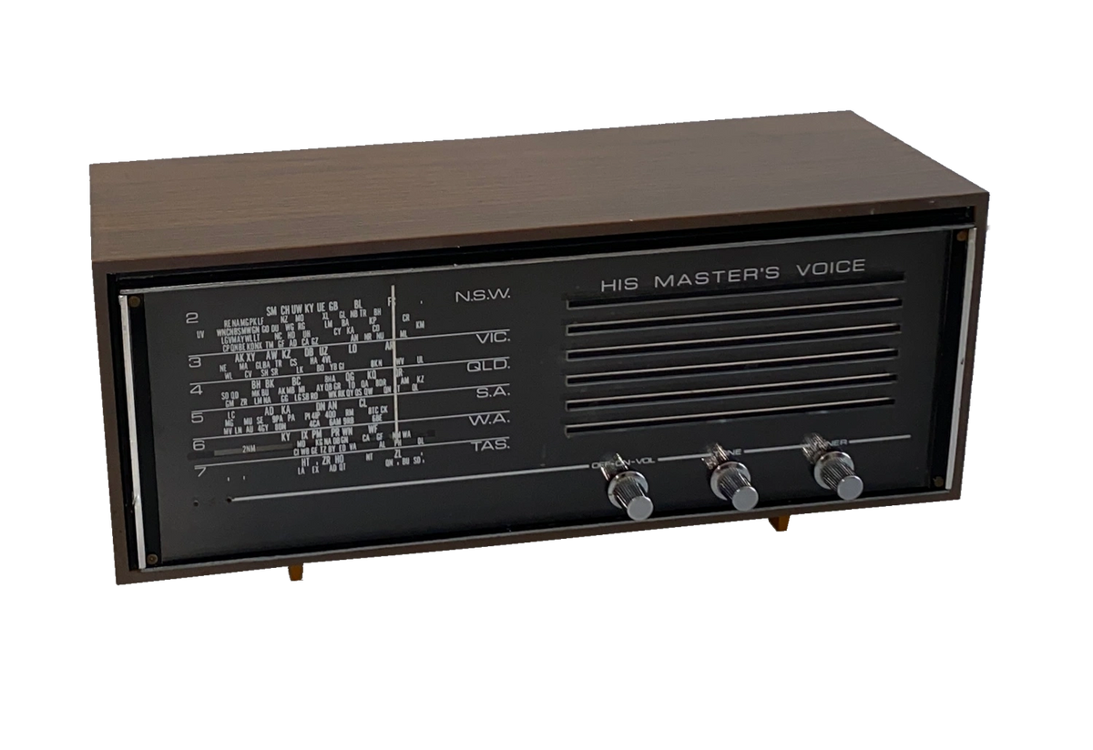 HMV 6855 Woodgrain one of the last Aussie Made Mantel Transistor