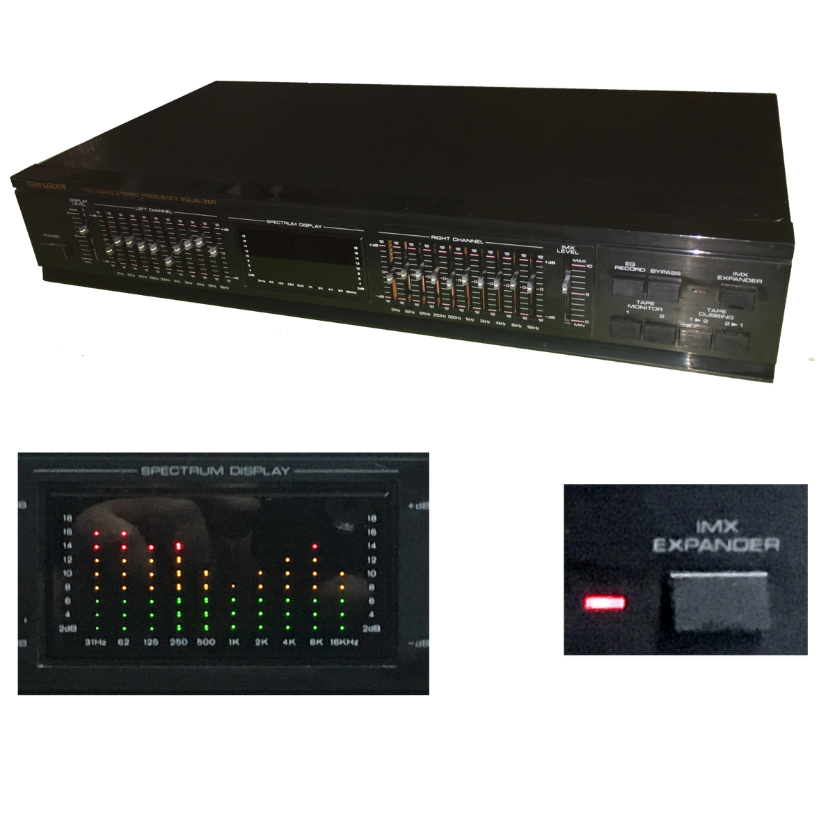 Genexxa Dual 10 band GRAPHIC EQUALISER / SPECTRUM ANALYSER DISPLAY