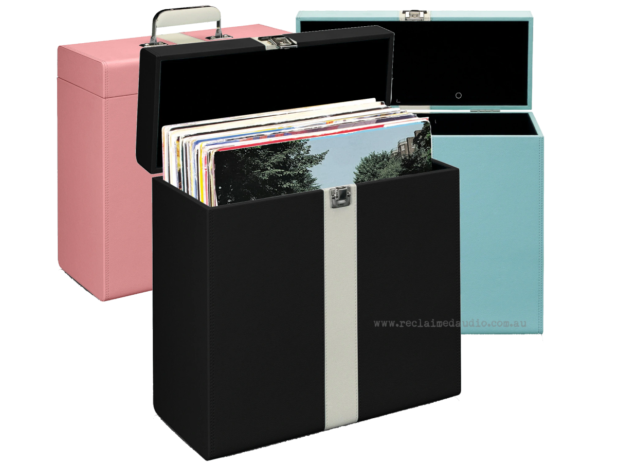 New Vintage Style vegan leather Vinyl Record case holds 25 LPs, 3 colours