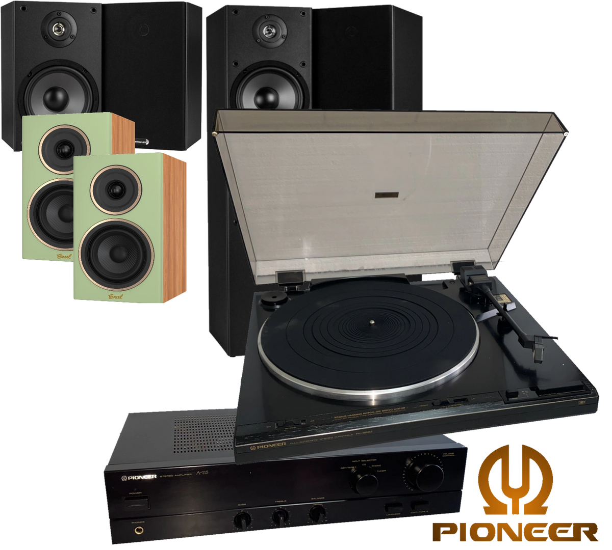 Pioneer 80s Vinyl HiFi system Fully Auto PL888Z turntable / A115