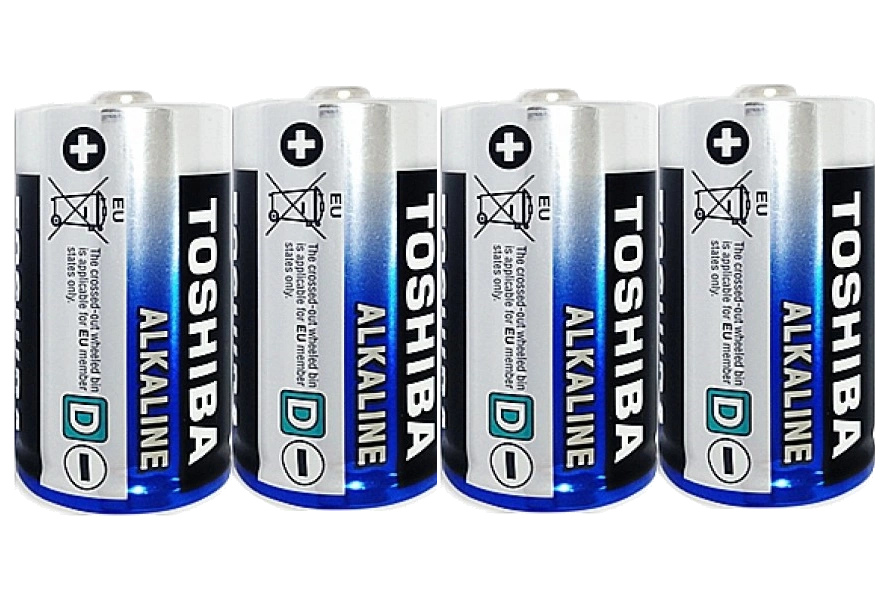 Pack of 4 Toshiba Alkaline D / LR20 / U2 / UM1 / 13D Batteries