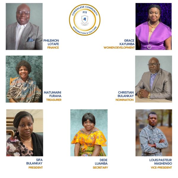 Portraits of Congolese Community leaders with their roles and names.
