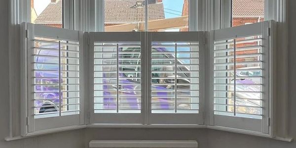 Cafe style shutters fitted in bay window in shipston on stour