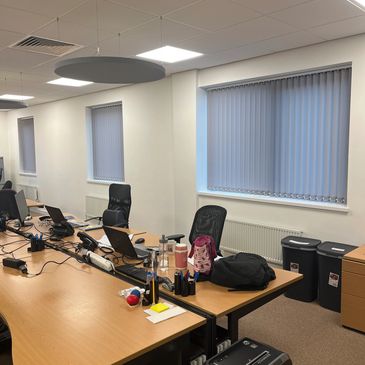 commercial Vertical blinds made to measure and fitted in a office in Warwick, Warwickshire