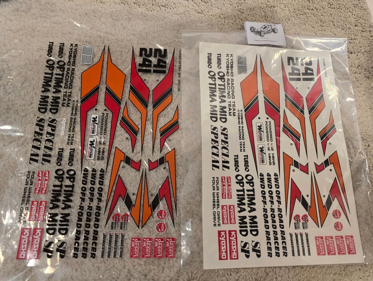 DECAL For Kyosho Turbo Optima Mid Special OT118DO (darker orange