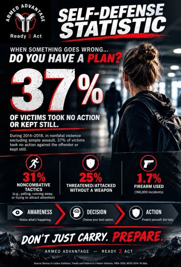 Statistics on self-defense and victim response during violence incidents.