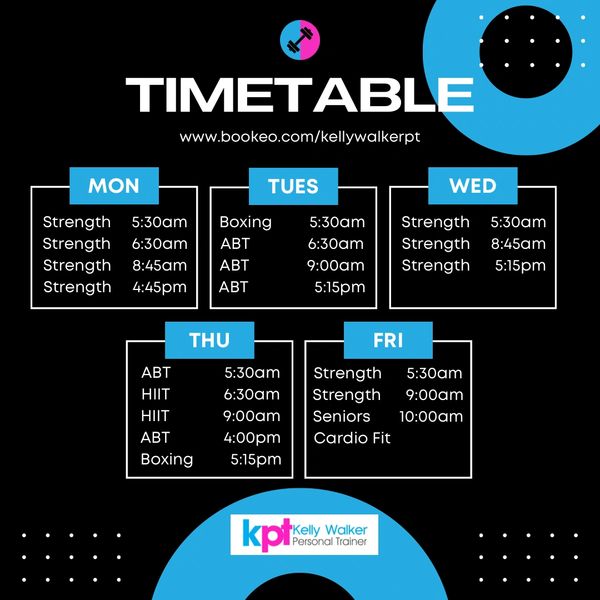 Small group training timetable Proserpine fitness classes
