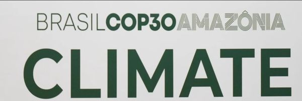 COP30 Climate Summit branding in Brazil, Amazonia.