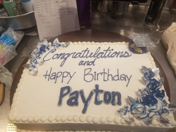 Navy blue graduation cake
