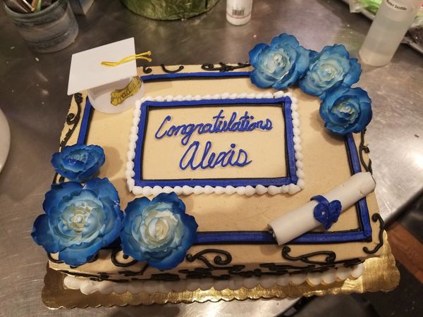 Floral graduation cake