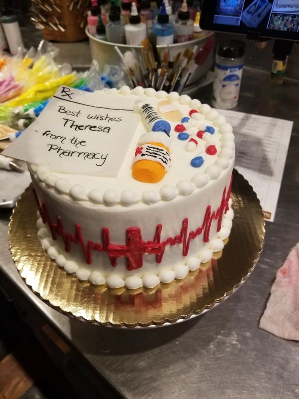 Pharmacy retirement cake