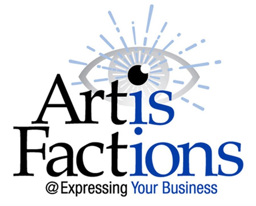 Logo with text 'Art is Factions @ Expressing Your Business' and an eye graphic.
