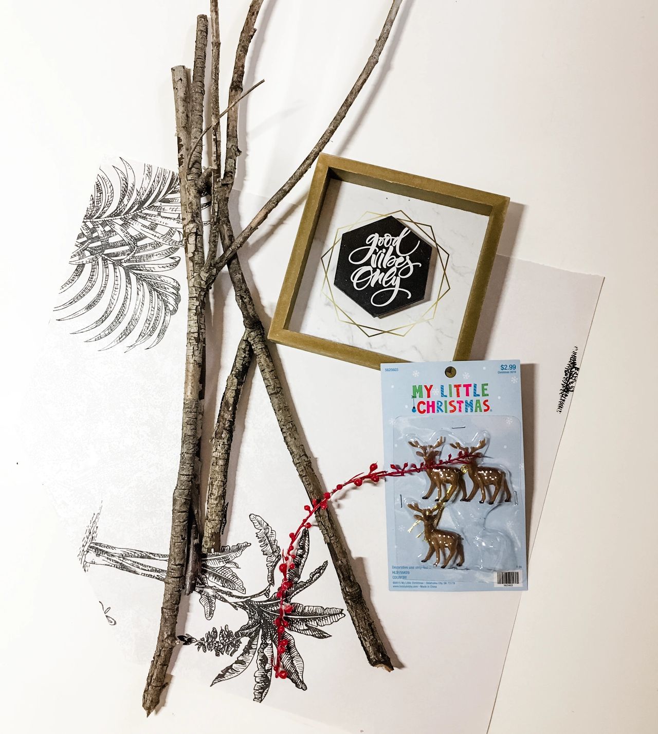 DIY Dollar Tree Holiday White Branch Shadowbox DIY Dollar Tree Holiday White Branch Shadowbox