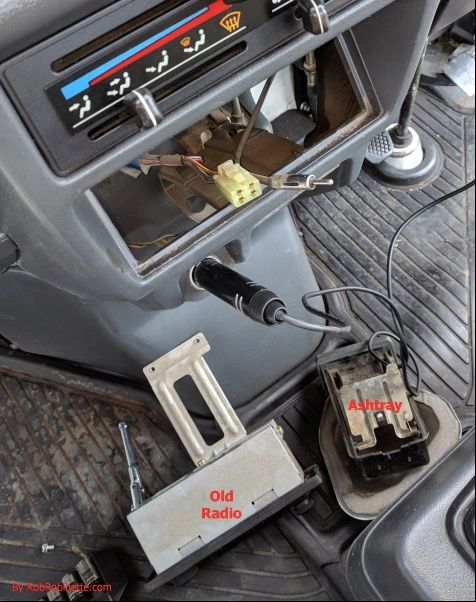 ACTY's radio electrical plug has 4 conductors: switched 12v, ground and left speaker + & -. Some ACTY's come with a 6 conductor radio plug. The antenna connector is to the right of the electrical plug. PHOTO FROM ROBROBINETTE.COM ACTY's radio electrical plug has 4 conductors: switched 12v, ground and left speaker + & -. Some ACTY's come with a 6 conductor radio plug. The antenna connector is to the right of the electrical plug. PHOTO FROM ROBROBINETTE.COM