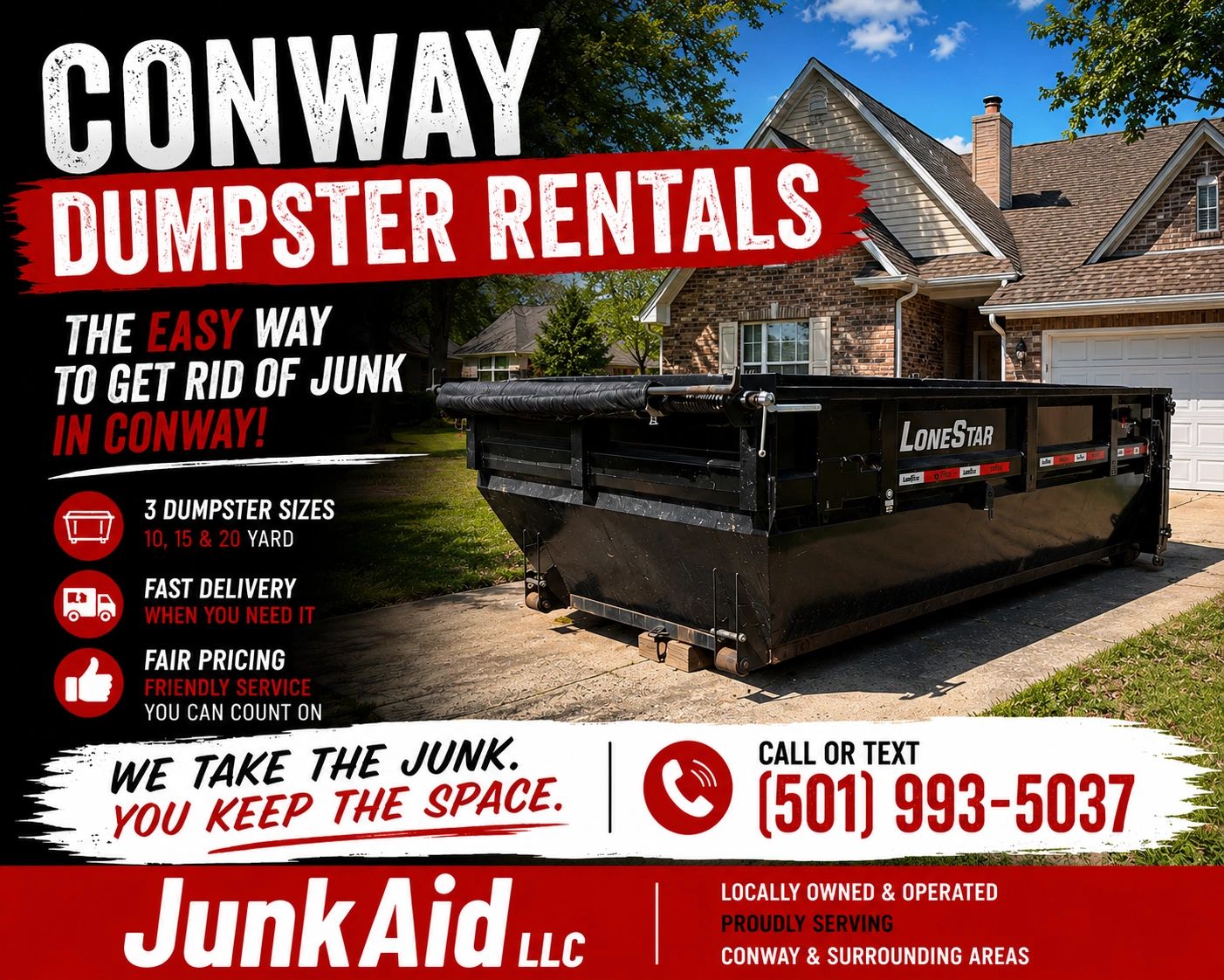 Conway dumpster rental with fast delivery and fair pricing.