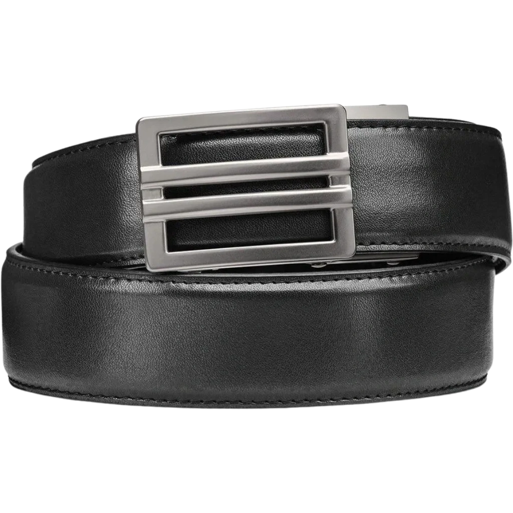 X1 GUNMETAL BLACK LEATHER GUN BELT 1.5"