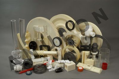 engineering plastic sheets, rods, gears and machined components made of plastic.