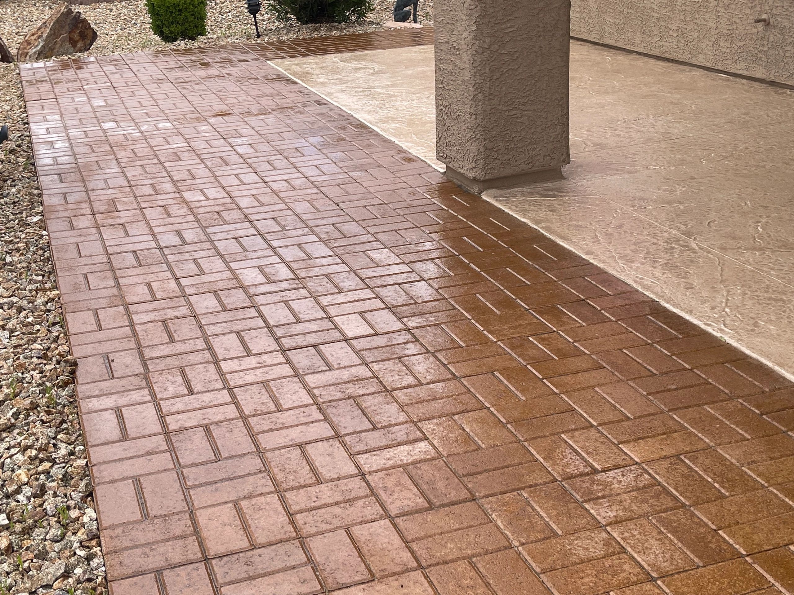 Concrete and brick patio staining and sealing poly urethane 