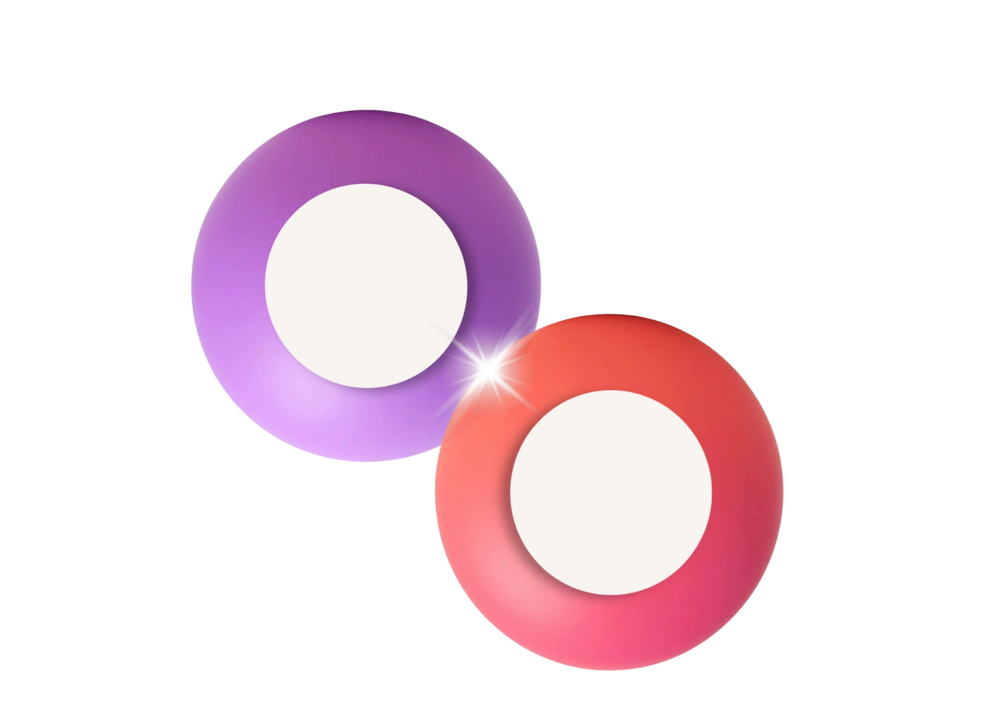 Two colorful billiard balls, purple and red.
