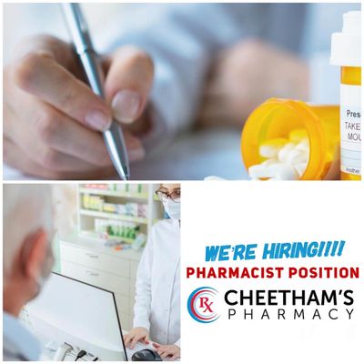 Cheethams Pharmacy is hiring for the full-time position of Pharmacist