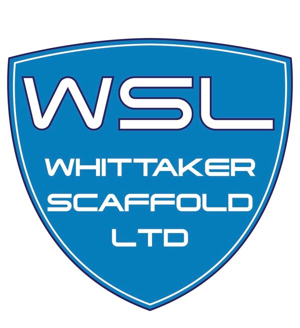 Logo of Whittaker Scaffold Ltd in a blue shield.