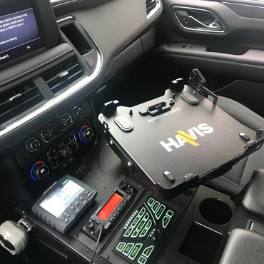 Havis equipment setup inside a vehicle.