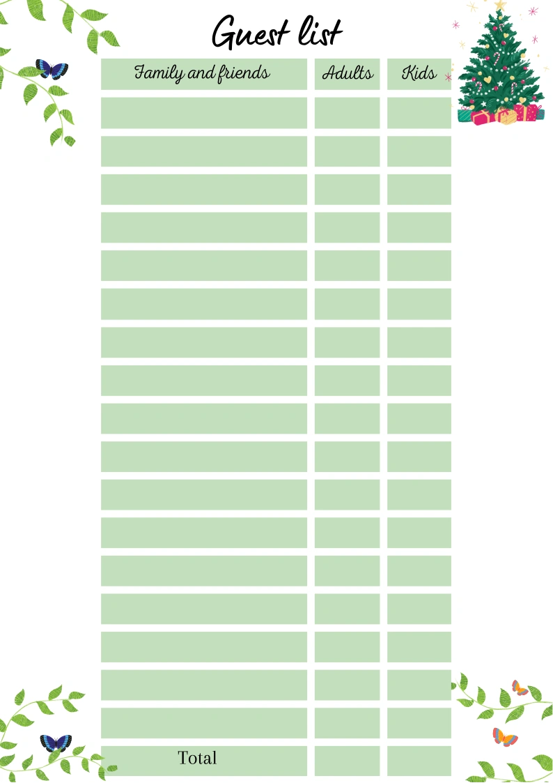 fully downloadable and customizable Canva guest list template