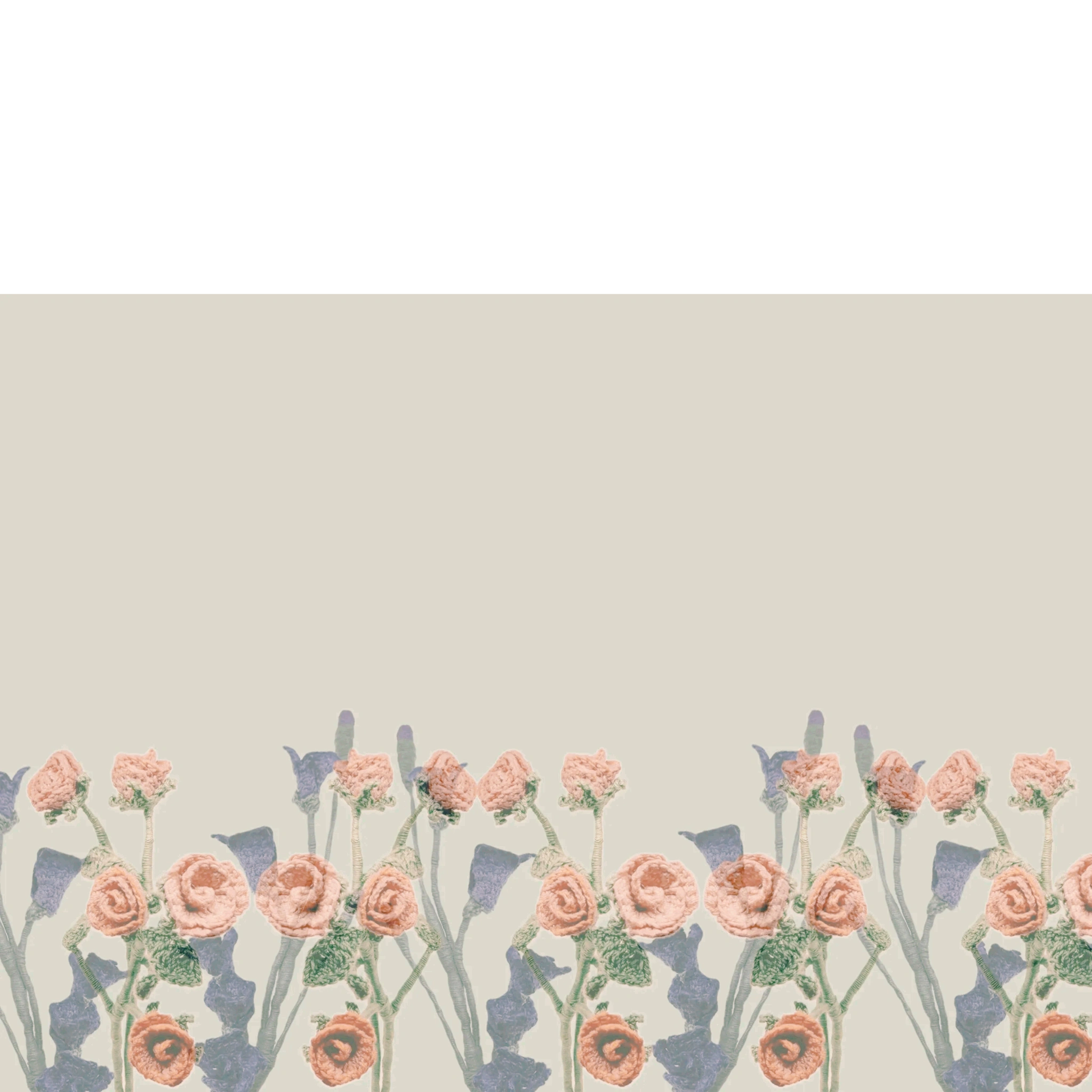 Delicate crocheted roses and leaves in soft pastel colors.