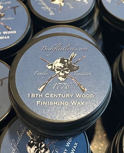Tin of 18th Century Wood Finishing Wax with skull logo.
