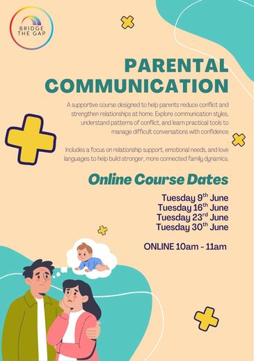 Flyer for a parental communication online course in June.