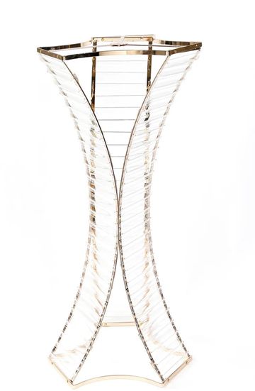 Tall clear and gold decorative stand or organizer.