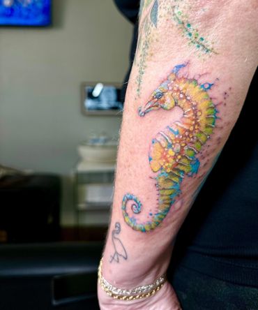 Best seahorse tattoo - underwater watercolor tattoos  - seahorse tattoo ideas
