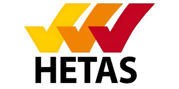Logo with three check marks and the word HETAS.