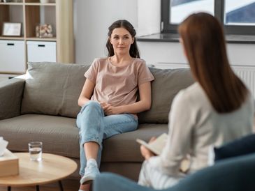 A woman having an individual pshychological session