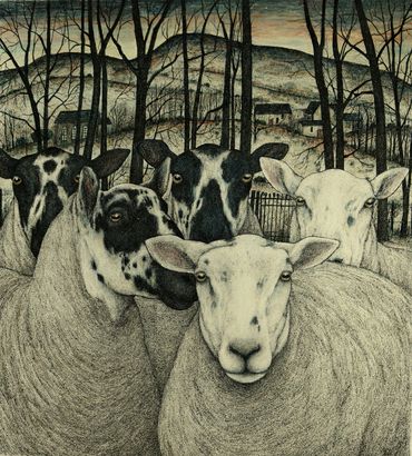 Winter Gathering, Welsh Borders, 61 x 55 cm approx.
