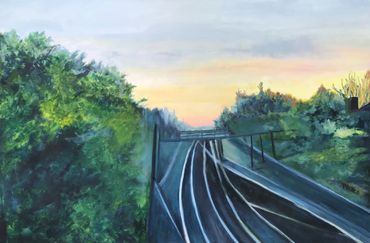 Over the Tracks, oil on canvas, 24 x 36