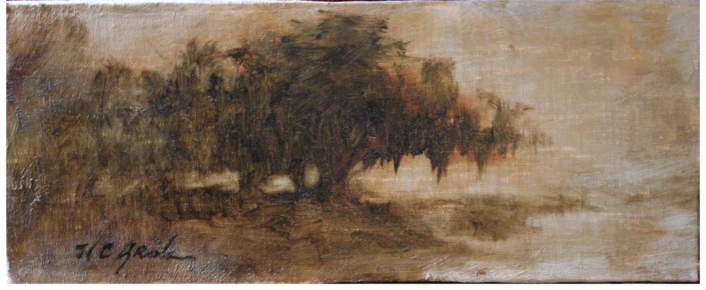 Louisiana Landscape oil painting marsh oak tree Stormy Weather