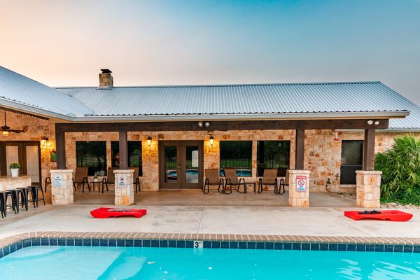 This is an image of a pool at sunset.