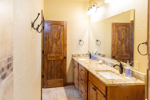 This is an image of a double sink in a bathroom.