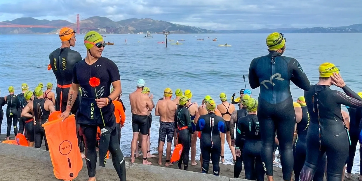 Swim Across America 1.5 miles charity swm in San Francisco on 9/30/23