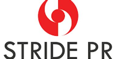 Red and white circular logo above the text 'STRIDE PR'.