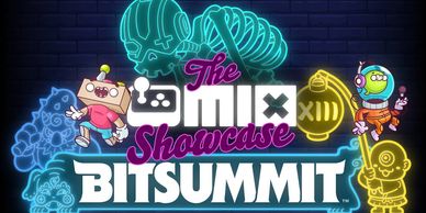 Neon-style promotional graphic for The Mix Showcase at BitSummit.