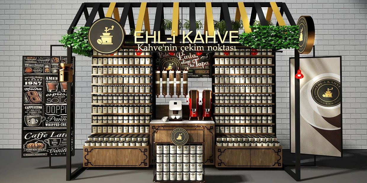 Ehl-i Kahve franchise için kiosk tasarımı
