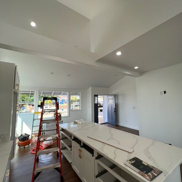 High ceiling kitchen with smooth finish 