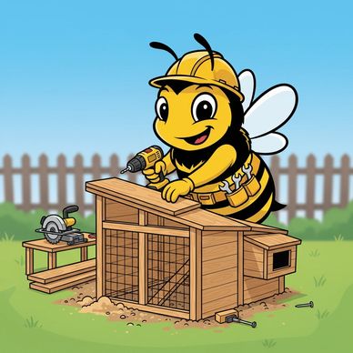 Mr. Bee working a on custom project. In this case, a chicken coop.