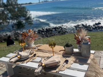 DIY picnic set up for 2 people at Burleigh hill on the gold coast