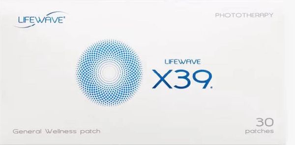 Lifewave X39 general wellness phototherapy patches in a box.