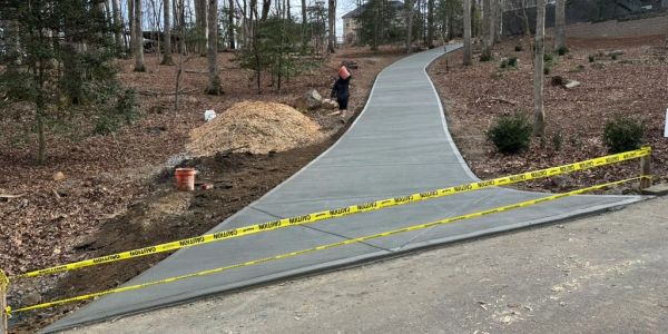 Broom finished concrete driveway in Asheville, North Carolina!