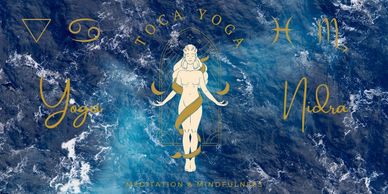 Artistic image with yoga and meditation theme.