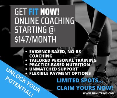 Advertisement for online coaching offering fitness training at $147/month.